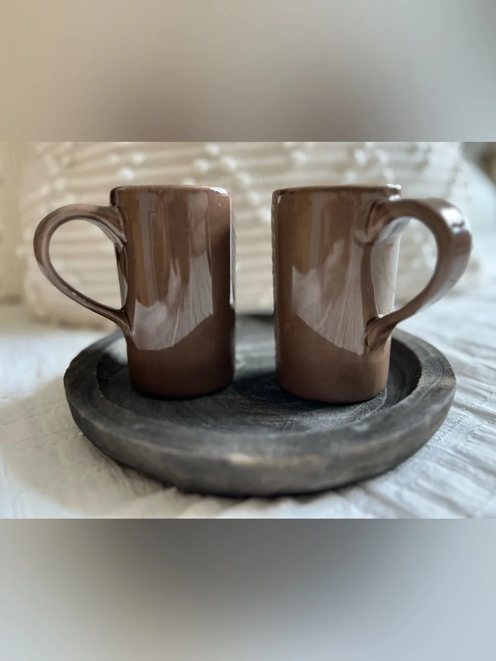 Pottery Barn Studio Barbara Eigen Discontinued Set Taupe Stoneware Mug x2